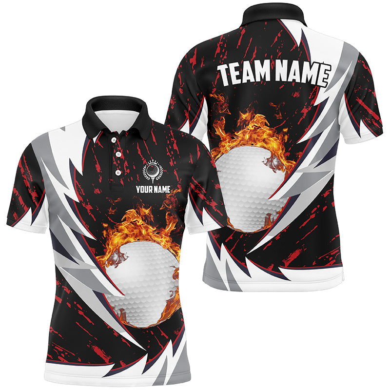 Flame golf ball black and white Mens golf polo shirts custom golf clothes for men | Red NQS8042