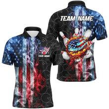Load image into Gallery viewer, Smoke American Flag Flame Bowling camo Custom Patriotic Bowling Shirts For Men, Bowling Team Jerseys NQS8241