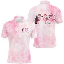 Load image into Gallery viewer, Pink Flamingo Christmas Men golf polo shirts custom Christmas golf shirts for men, golf gifts NQS8243