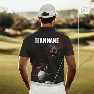 Black and Red Camo Broken golf ball Mens Golf polo shirts Custom Team Golf attire for men NQS10449