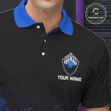 Load image into Gallery viewer, Personalized Men&#39;s bowling shirts Blue lightning Bowling Ball Pins bowling jerseys for Bowler NQS10633