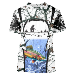 Rainbow trout Ice fishing winter camo Custom Long Sleeve fishing shirts for men, women NQS2490