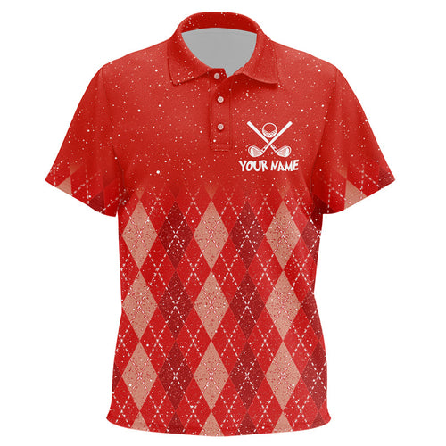 Custom Red argyle pattern Christmas pattern Kid golf polo Shirts Personalized Golf tops for kid NQS8926