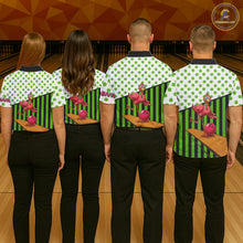 Load image into Gallery viewer, Green shamrock pattern flamingo Bowling shirts for Men Custom St Patrick's Day Team bowling outfit NQS11247
