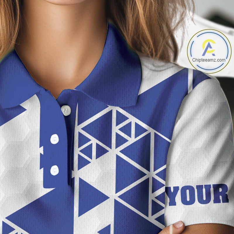 Funny Women golf polo shirts Blue and white custom I was one under today, under a tree, bush, water NQS11636