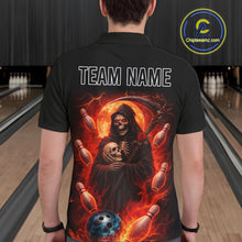 Load image into Gallery viewer, Black &amp; Orange Lightning Thunder Moon Reaper Bowling Shirts For Men Custom Skull Team Bowling Jerseys NQS11643