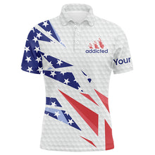Load image into Gallery viewer, American flag white golf addicted golf ball Mens golf polo shirts custom patriotic golf tops for mens NQS5449