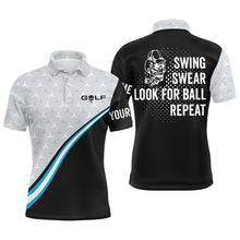 Load image into Gallery viewer, Funny black Mens golf polo shirt custom name swing swear look for ball repeat golf wear for mens NQS5452