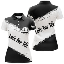 Load image into Gallery viewer, Black and white Womens golf polo shirts custom name let&#39;s par tee golf tops for women NQS5454