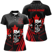 Load image into Gallery viewer, Black and red Skull Canadian Flag Womens golf polo shirts custom patriotic golf attire for women NQS8049