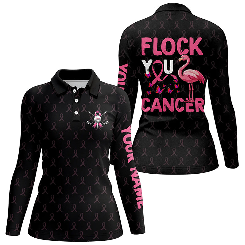 Black camo pink ribbons Women Golf Polo Shirts custom Flamingo Flock you breast cancer golf shirts NQS8461