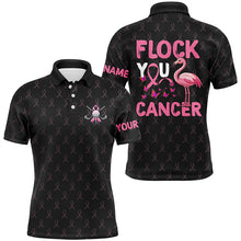 Load image into Gallery viewer, Black camo pink ribbons Mens Golf Polo Shirts custom Flamingo Flock you breast cancer golf shirts NQS8461