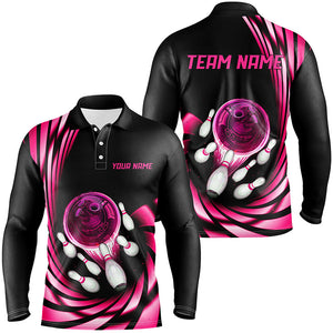 Bowling Polo, Quarter zip Shirt For Men custom bowling team jerseys, bowling league shirts | Pink NQS8462