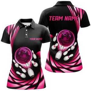 Bowling Polo, Quarter zip Shirt For Women custom bowling team jerseys, bowling league shirts | Pink NQS8462