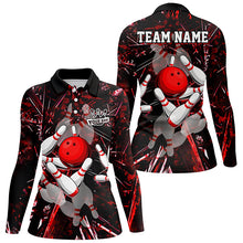 Load image into Gallery viewer, Red Camo Bowling Polo, Quarter zip Shirt For Women custom bowling team jerseys, bowling league shirts NQS8463