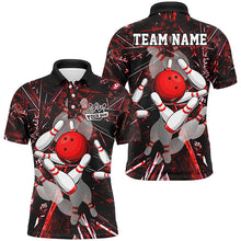 Load image into Gallery viewer, Red Camo Bowling Polo, Quarter zip Shirt For Men custom bowling team jerseys, bowling league shirts NQS8463