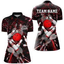 Load image into Gallery viewer, Red Camo Bowling Polo, Quarter zip Shirt For Women custom bowling team jerseys, bowling league shirts NQS8463