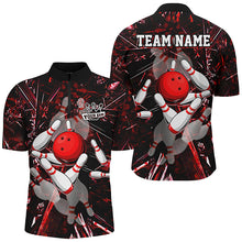 Load image into Gallery viewer, Red Camo Bowling Polo, Quarter zip Shirt For Men custom bowling team jerseys, bowling league shirts NQS8463