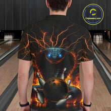 Load image into Gallery viewer, Personalized Orange Flame Thunder Lightning Cobra Snake Bowling Shirt For Men, Bowling Team Jerseys NQS10641
