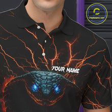 Load image into Gallery viewer, Personalized Orange Flame Thunder Lightning Cobra Snake Bowling Shirt For Men, Bowling Team Jerseys NQS10641