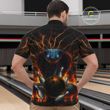 Load image into Gallery viewer, Personalized Orange Flame Thunder Lightning Cobra Snake Bowling Shirt For Men, Bowling Team Jerseys NQS10641