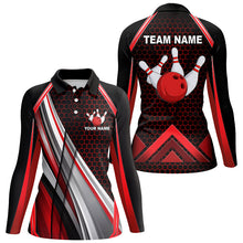 Load image into Gallery viewer, Black and Red Bowling Shirts For Women Custom Bowling Team League Jersey, Gift For Bowlers NQS8706