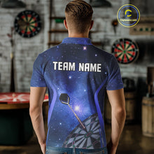 Load image into Gallery viewer, Blue galaxy space pattern Darts Polo, Quarter zip Shirts For Men Custom Team Darts Jersey Outfit NQS10876