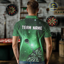 Load image into Gallery viewer, Green galaxy space pattern Darts Polo, Quarter zip Shirts For Men Custom Team Darts Jersey Outfit NQS10877