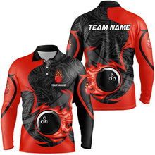 Load image into Gallery viewer, Black and Red Flame Bowling Ball Bowling Shirt for Men Custom Bowling Team League Jerseys NQS8938