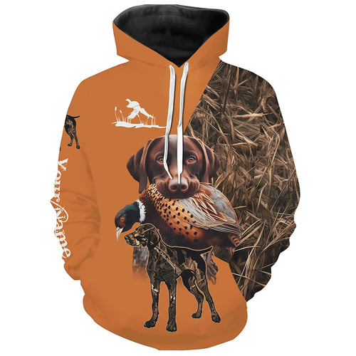 Pheasant Hunting with German Shorthaired Pointer GSP Custom Camo Full Printing Shirts, Hunting Gifts NQS2636