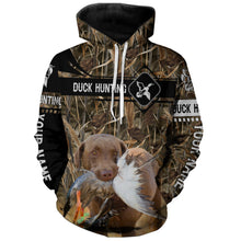 Load image into Gallery viewer, Duck Hunting with Chesapeake Bay Retriever waterfowl camo Shirts, Personalized Duck Hunting Gifts FSD3721