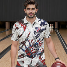 Load image into Gallery viewer, American flag white bowling camo Mens bowling shirts Custom patriotic Bowling Team League Jerseys NQS9378