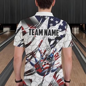 American flag white bowling camo Mens bowling shirts Custom patriotic Bowling Team League Jerseys NQS9378