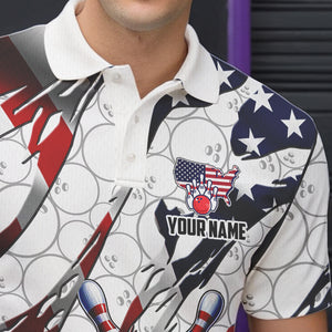 American flag white bowling camo Mens bowling shirts Custom patriotic Bowling Team League Jerseys NQS9378