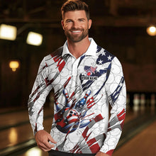 Load image into Gallery viewer, American flag white bowling camo Mens bowling shirts Custom patriotic Bowling Team League Jerseys NQS9378