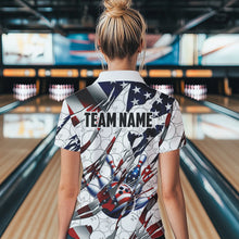 Load image into Gallery viewer, American flag white bowling camo Women bowling shirts Custom patriotic Bowling Team League Jerseys NQS9378