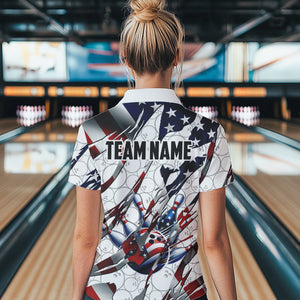 American flag white bowling camo Women bowling shirts Custom patriotic Bowling Team League Jerseys NQS9378