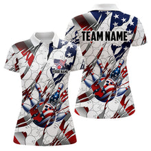 Load image into Gallery viewer, American flag white bowling camo Women bowling shirts Custom patriotic Bowling Team League Jerseys NQS9378