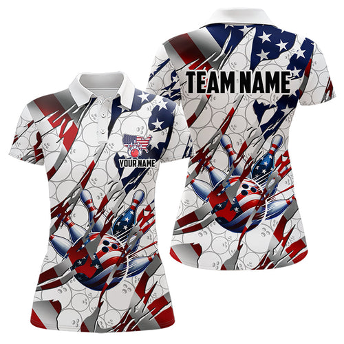 American flag white bowling camo Women bowling shirts Custom patriotic Bowling Team League Jerseys NQS9378