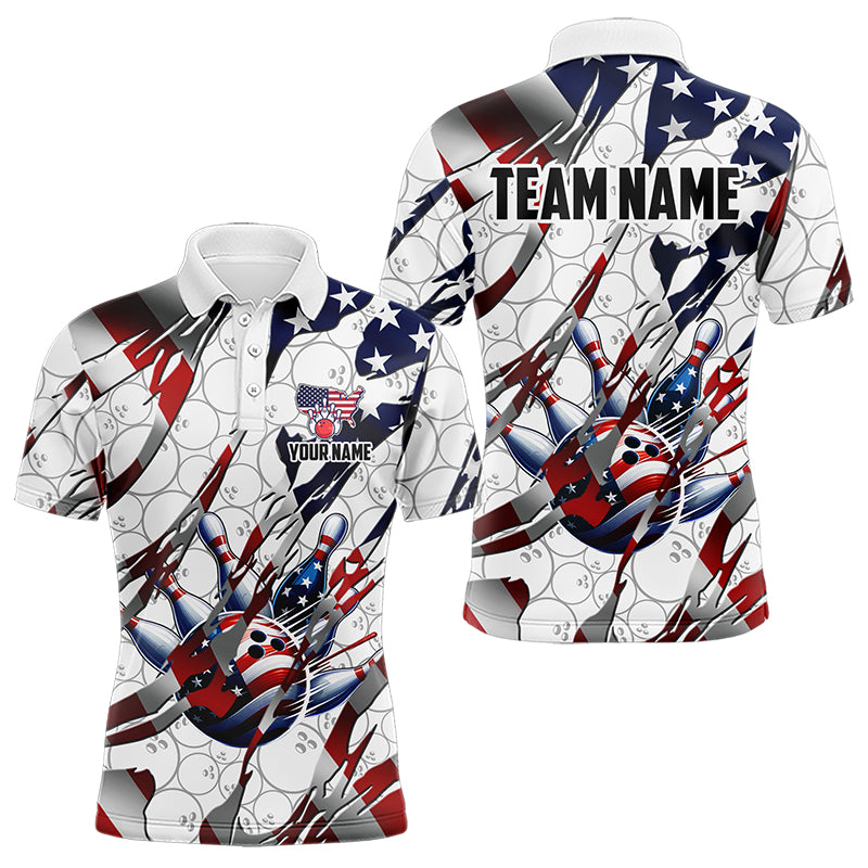 American flag white bowling camo Mens bowling shirts Custom patriotic Bowling Team League Jerseys NQS9378