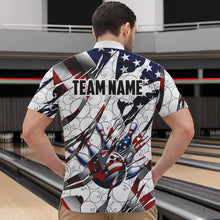 Load image into Gallery viewer, American flag white bowling camo Mens bowling shirts Custom patriotic Bowling Team League Jerseys NQS9378