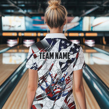 Load image into Gallery viewer, American flag white bowling camo Women bowling shirts Custom patriotic Bowling Team League Jerseys NQS9378