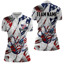 Load image into Gallery viewer, American flag white bowling camo Women bowling shirts Custom patriotic Bowling Team League Jerseys NQS9378