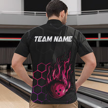 Load image into Gallery viewer, Black And Pink Flame Bowling Shirts For Men Custom Bowling Team League Jersey, Gift For Bowlers NQS9385