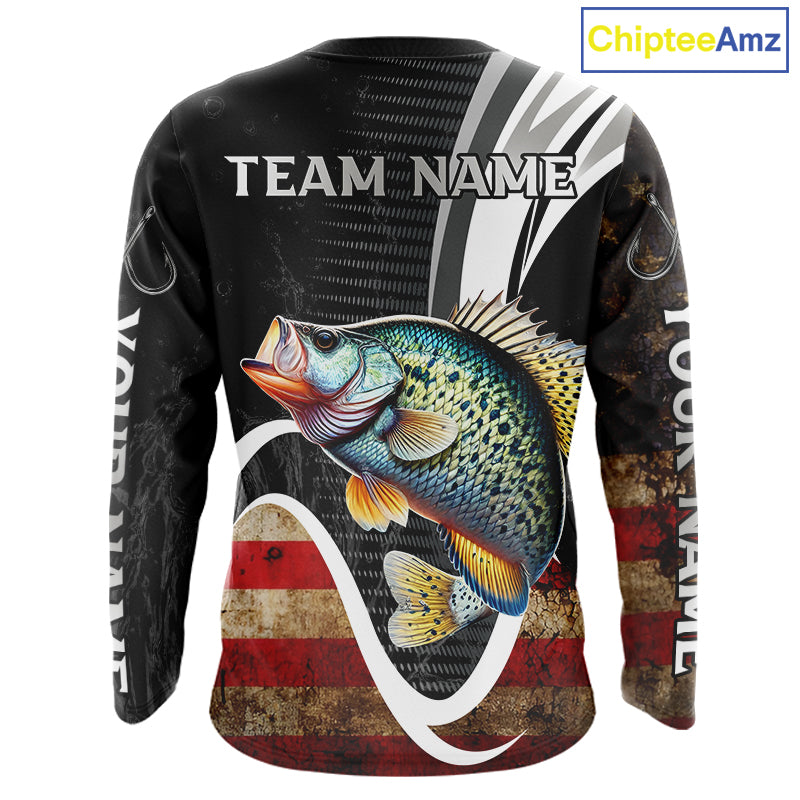 Personalized professional Crappie fishing shirts American Flag patriotic Crappie fishing jerseys NQS11460