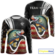 Load image into Gallery viewer, Personalized professional Crappie fishing shirts American Flag patriotic Crappie fishing jerseys NQS11460