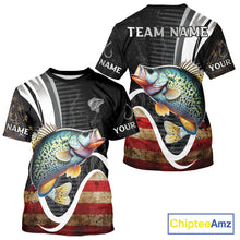 Load image into Gallery viewer, Personalized professional Crappie fishing shirts American Flag patriotic Crappie fishing jerseys NQS11460