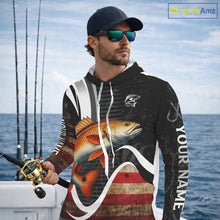 Load image into Gallery viewer, Personalized professional Redfish fishing shirts American Flag patriotic Red Drum fishing jerseys NQS11461