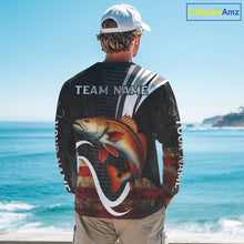 Load image into Gallery viewer, Personalized professional Redfish fishing shirts American Flag patriotic Red Drum fishing jerseys NQS11461