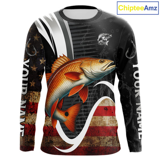 Personalized professional Redfish fishing shirts American Flag patriotic Red Drum fishing jerseys NQS11461